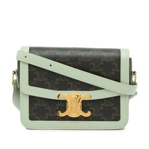 Pre-Loved Celine Teen Triomphe Coated Canvas and Calfskin Triomphe Crossbody